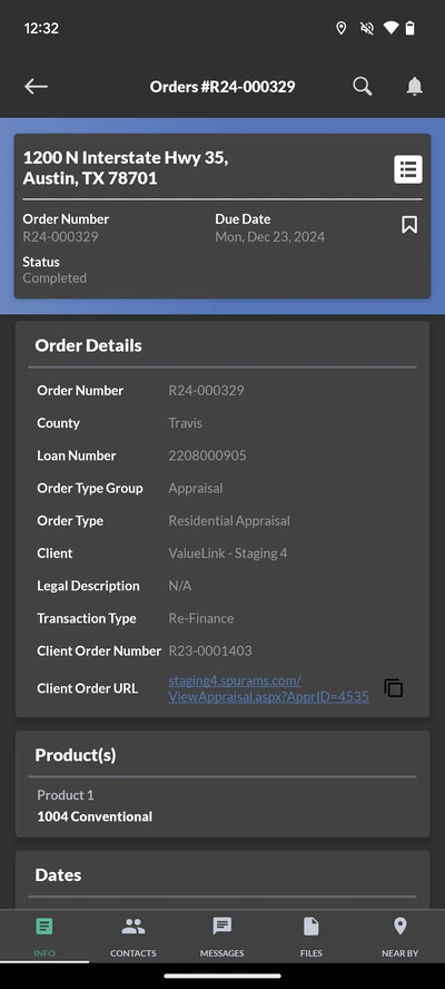 Original order details